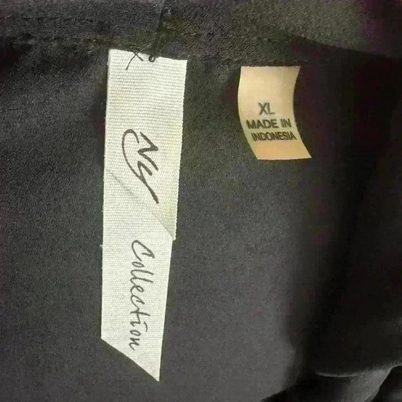 NY Collection Draped Open Front Blouse XL, Black, Flowy, Versatile and Timeless - Picture 3 of 3